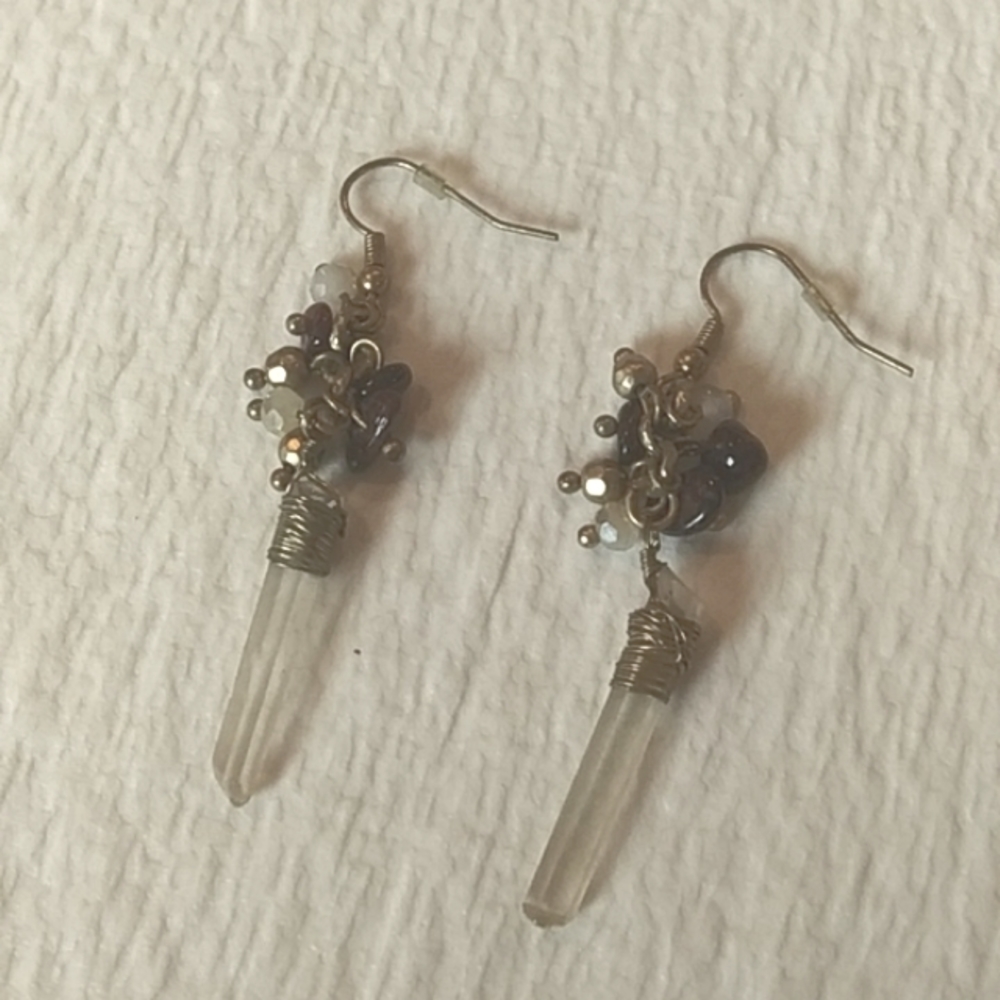 Handmade Artisan Quartz Crystal Earrings *exact crystals shown will be sent
